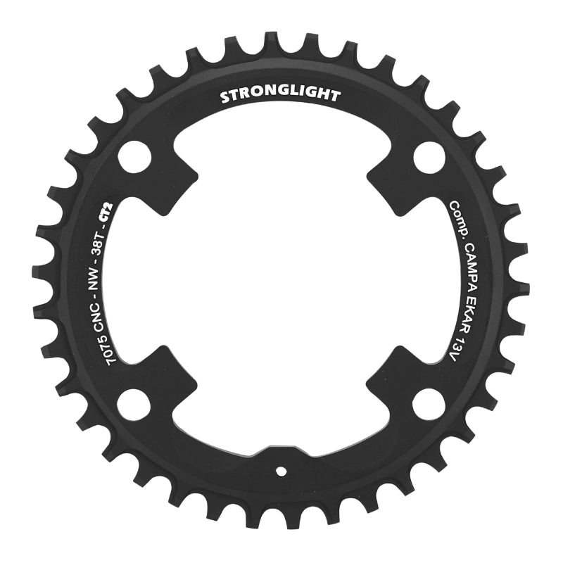 Plateau Gravel 4 branches Ø 123 Pour Campagnolo Ekar Stronglight Ct2 38 dents Mono Noir 13V. Narrow Wide