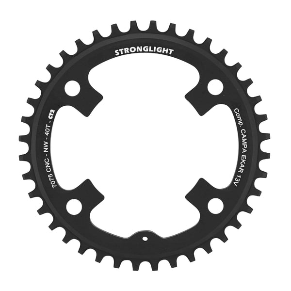 Plateau Gravel 4 branches Ø 123 Pour Campagnolo Ekar Stronglight Ct2 40 dents Mono Noir 13V. Narrow Wide
