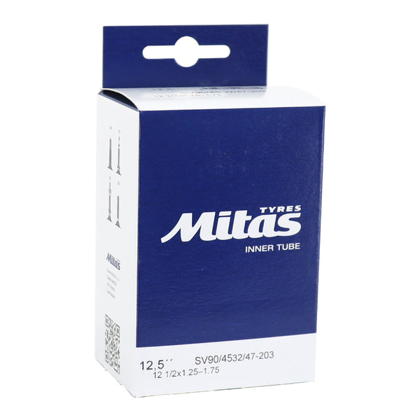 Chambre A Air Vélo 12 1-2 X 1.75 Rubena Valve Standard Coudée 90° Et 45° Sens De Roulement (32-47X203)