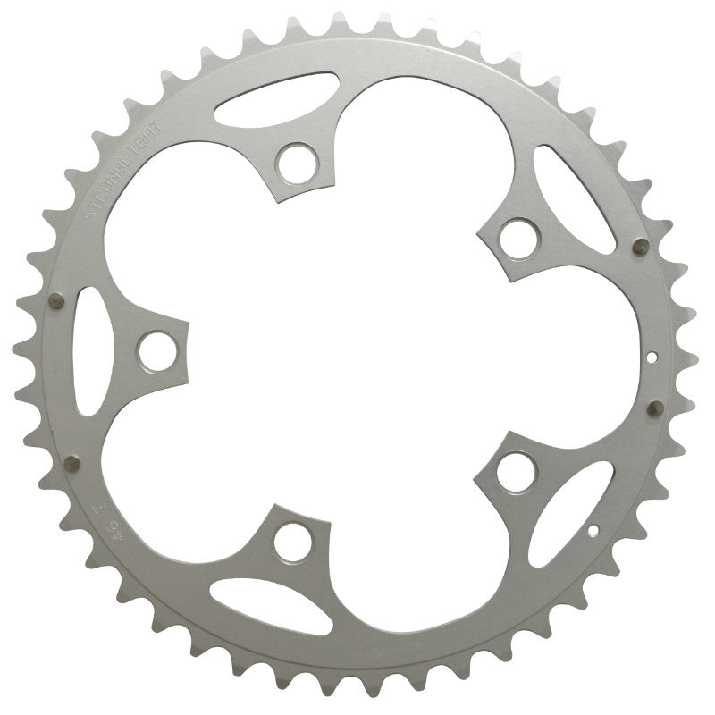 Plateau Route 5 branches Ø 110 Stronglight Dural 46 dents Extérieur Argent Type Shimano 10-9V.