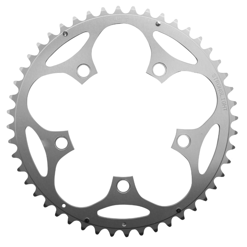 Plateau Route 5 branches Ø 110 Stronglight Dural 48 dents Extérieur Argent Type Shimano 10-9V.
