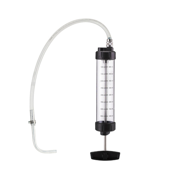 Seringue Huile-Petrole-Gazole-Fuel Pressol Transparent Gradue 500 Ml Avec Flexible Et Bec Coudé (Vendu A L'Unite)