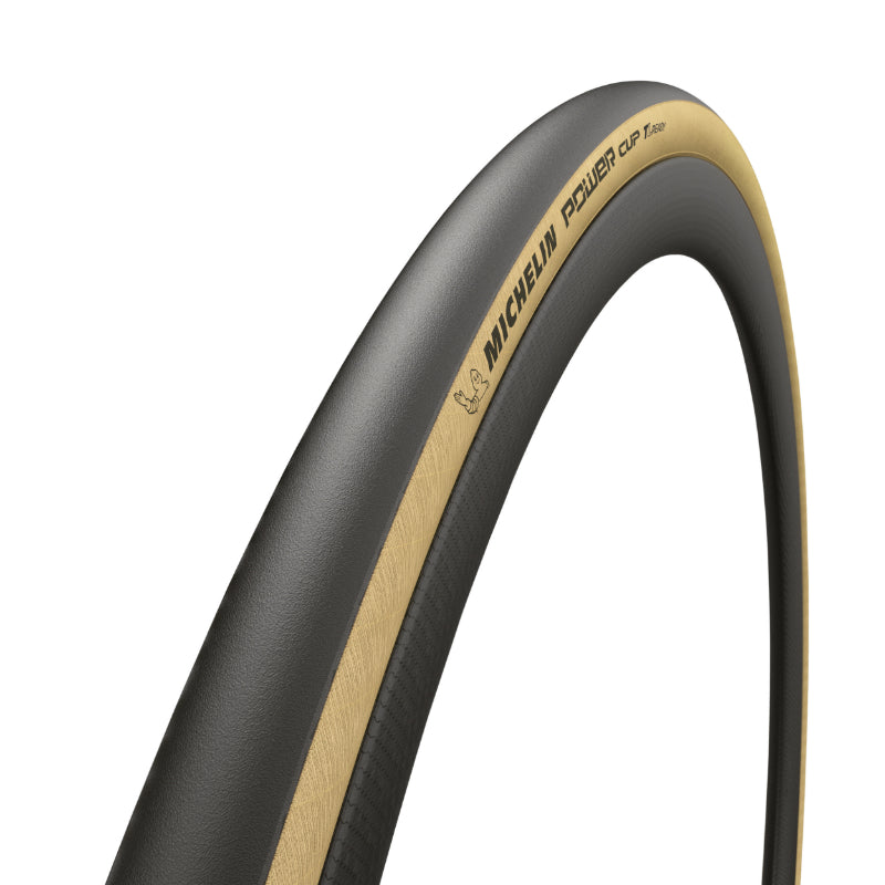 Pneu Route 700 X 25 Michelin Power Cup Classic Noir Flanc Beige Tubeless Ready Ts (25-622) Compatible Hookless