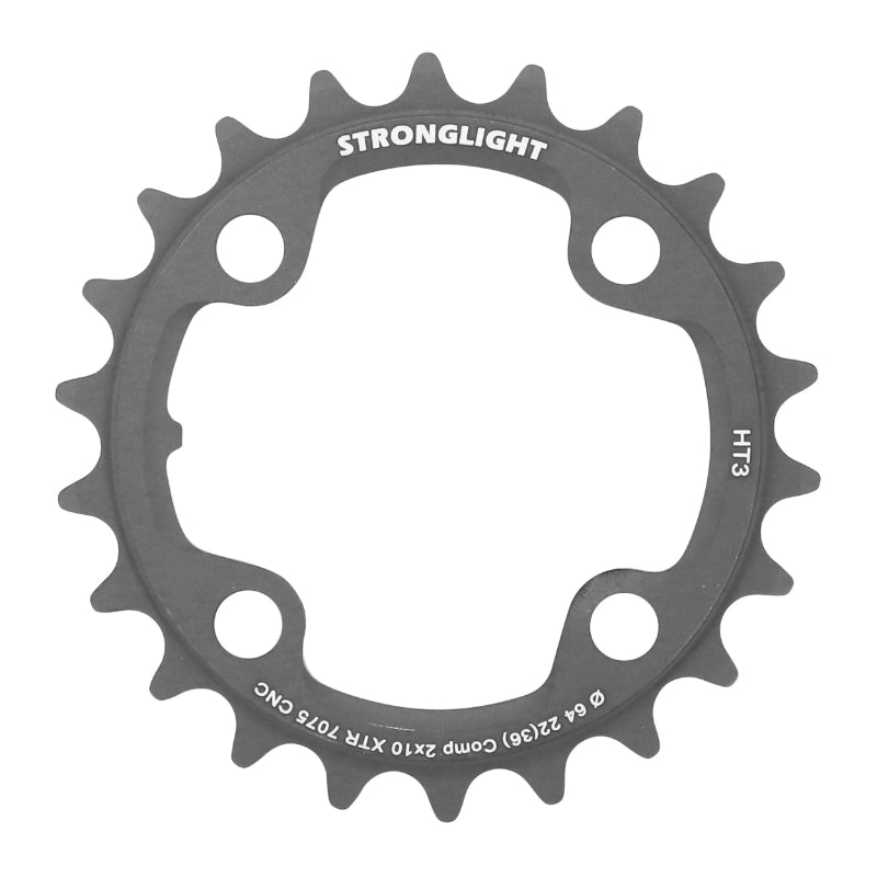 Plateau VTT 4 branches Ø 64 Pour Shimano Xtr M980 Stronglight Ht3 Double 22 dents Intérieur Noir (Pour Extérieur 36 dent