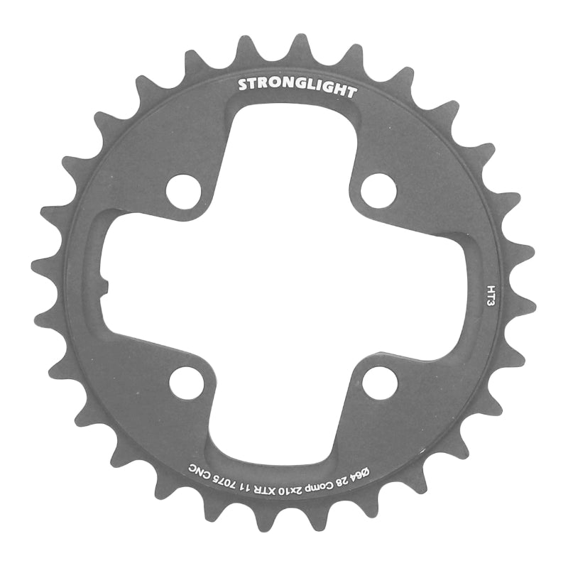 Plateau VTT 4 branches Ø 64 Pour Shimano Xtr M980 Stronglight Ht3 Double 28 dents Intérieur Noir (Pour Extérieur 42 dent