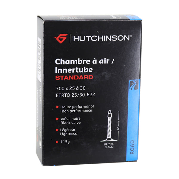 Chambre A Air Vélo 700 X 25-30 Hutchinson Valve Presta Noir 60 mm