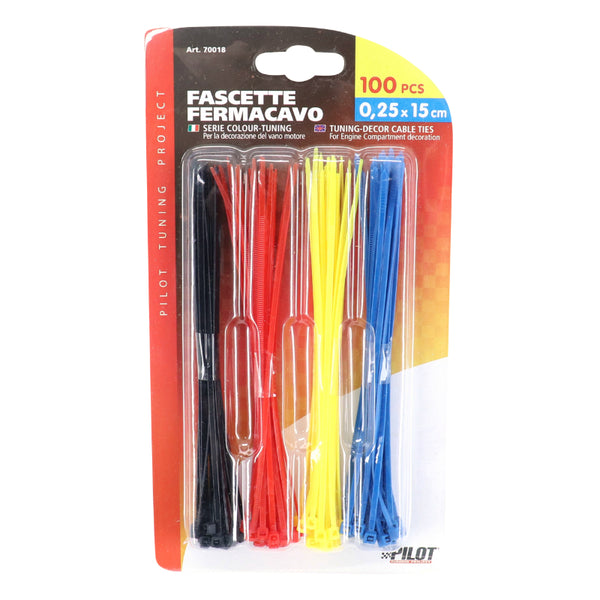 Collier De Serrage Nylon Type Rilsan 2,5X150 mm Assortiment Noir - Bleu - Rouge - Jaune (Vendu Par 100)
