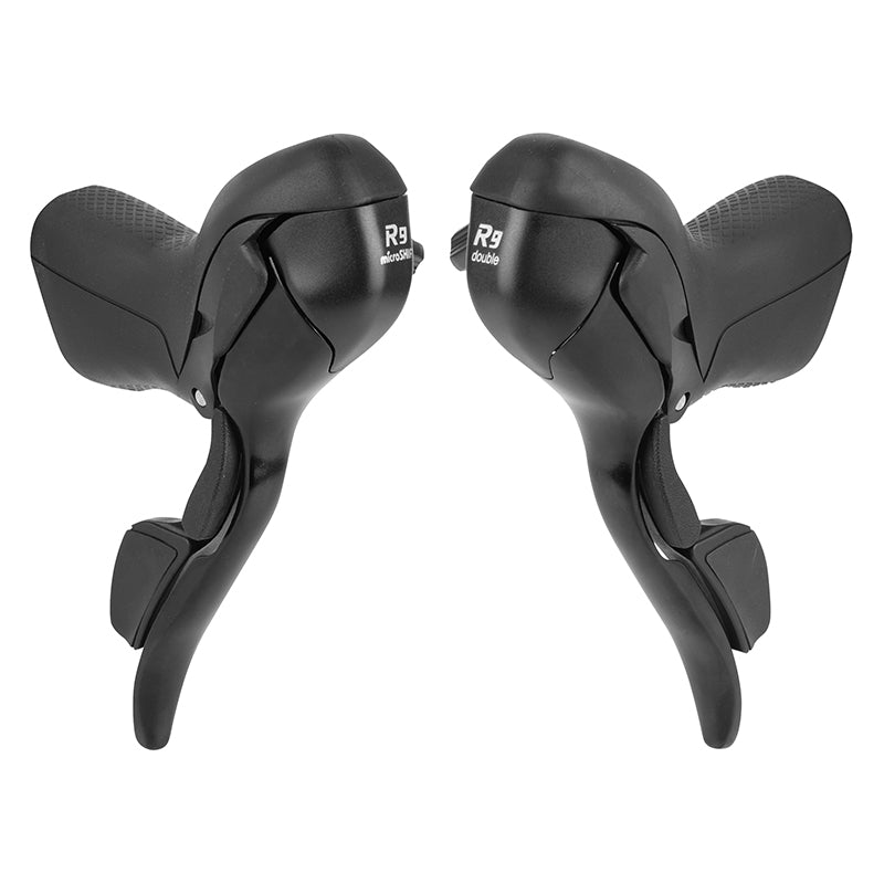 Levier-Manette Route Patin Microshift 9V. Double Alu Noir Compatible Shimano (Paire Sachet Pour Atelier)