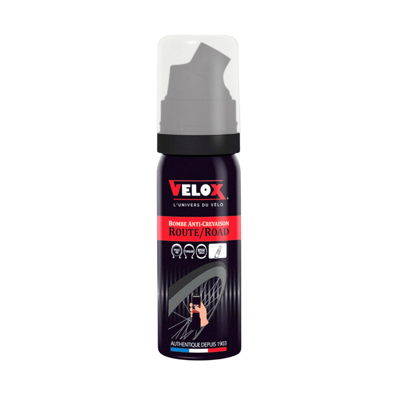 Bombe Anti-Crevaison Velox Pneu - Boyau Raccord Direct Valve Presta (50Ml)