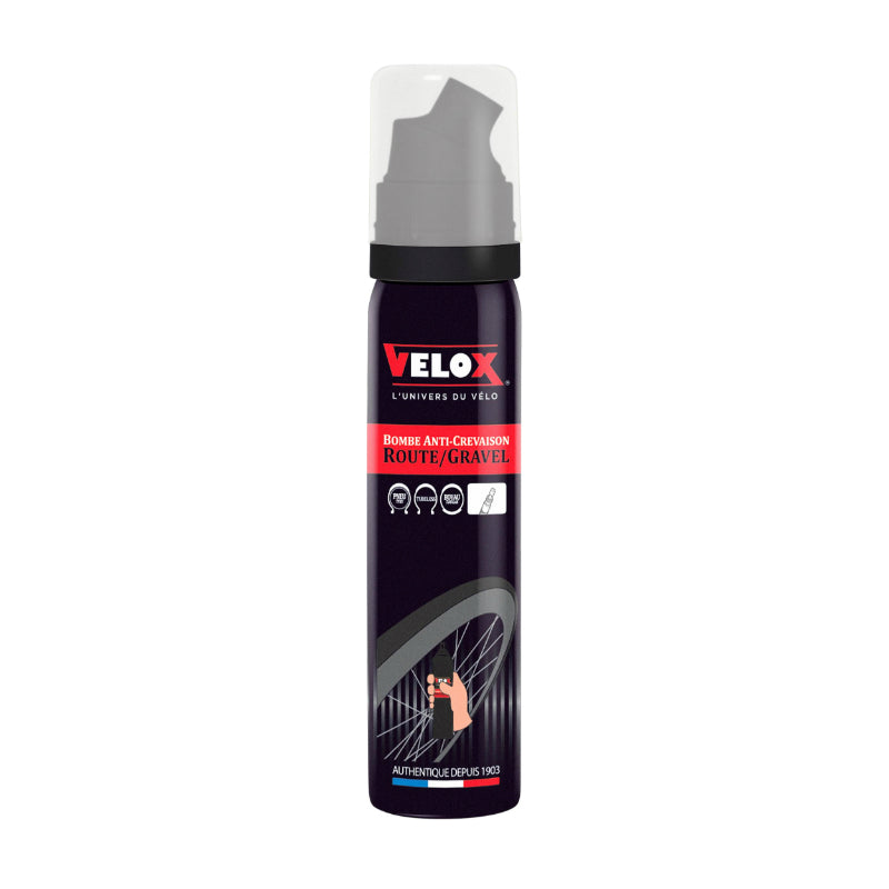 Bombe Anti-Crevaison Velox Pneu - Boyau Raccord Direct Valve Presta (75Ml)