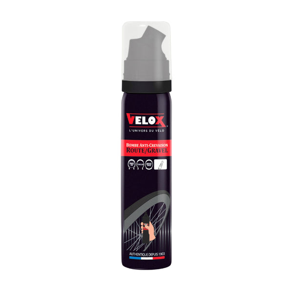 Bombe Anti-Crevaison Velox Pneu - Boyau Raccord Direct Valve Presta (75Ml)