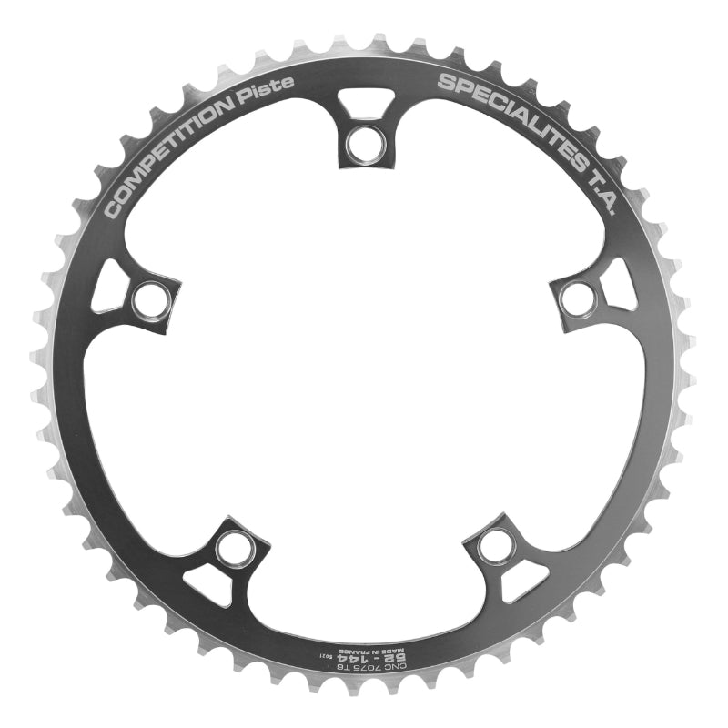 Plateau Piste 5 branches Ø 144 Ta 52 dents Argent Alu 7075 Pour Chaîne 3.17 mm (1"1-8)