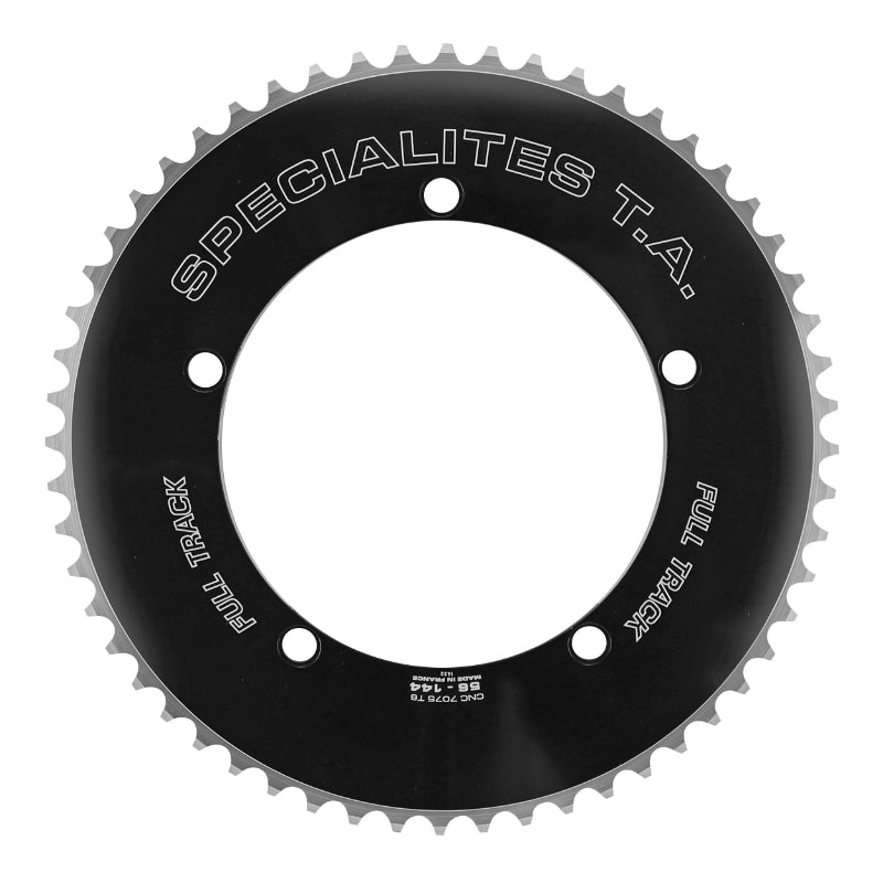 Plateau Piste 5 branches Ø 144 Ta Full Track 56 dents Noir Alu 7075 Pour Chaîne 3.17 mm (1"1-8)