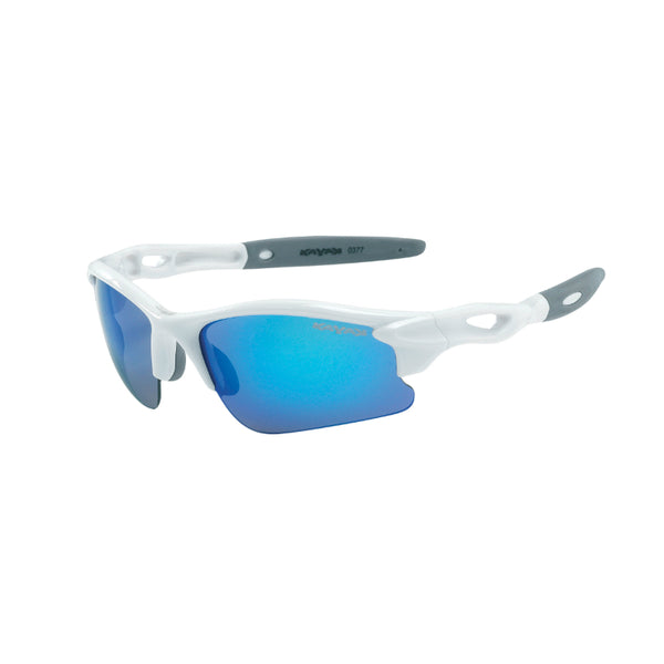Lunettes Vélo Enfant Gist Skate Monture Blanc (2 Verres Interchangeables Bleu Miroir Et Orange)