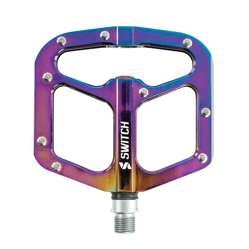 Pédale VTT Plateforme Descente - BMX Switch Gap Alu Oil Filetage 9-16 Avec Picots Argent (Paire)