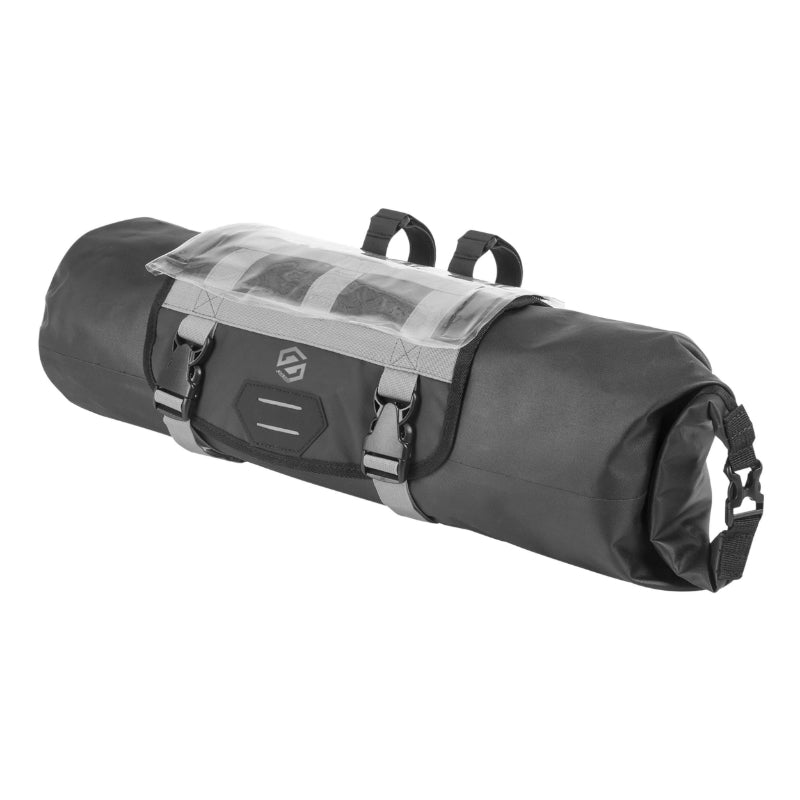 Sacoche De Cintre-Guidon Vélo Waterproof Skuad Noir Fixation Velcros Avec Porte Carte (59X23 cm - 10 Litres)