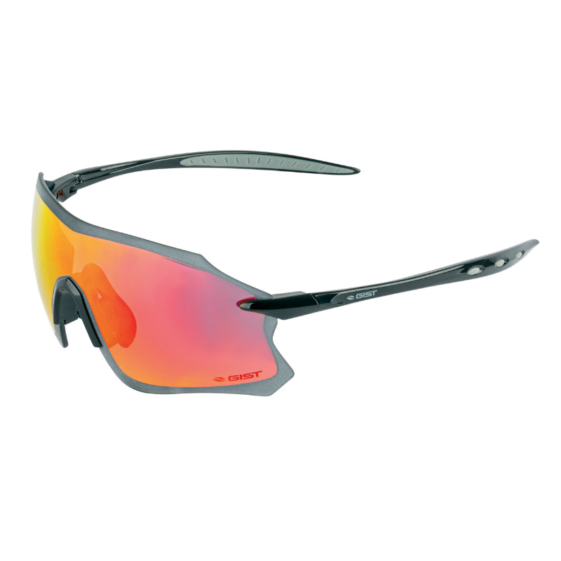 Lunettes Vélo Adulte Gist Pack Monture Noir Verres Solaires Miroir Rouge - Protection 100% Uv - Uva - Uvb) Ultra Légère 