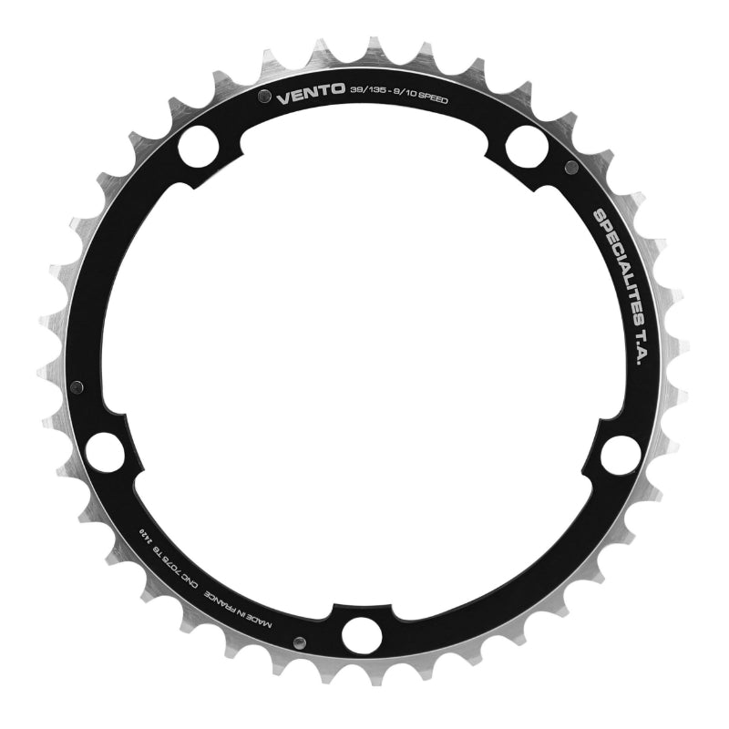 Plateau Route 5 branches Ã˜ 135 Ta Vento Triple 39 dents Milieu Noir Alu 7075 Type Campagnolo 9-10V.
