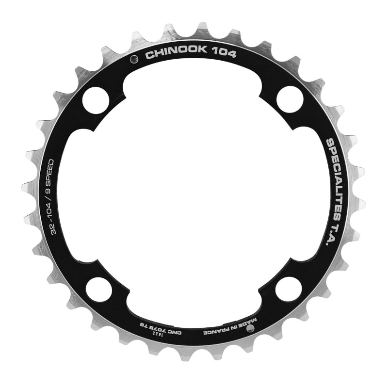 Plateau VTT 4 branches Ã˜ 104 Ta Chinook Triple 32 dents Milieu Noir Alu Pour Shimano - Sram - Race Face - Fsa 8-9V.