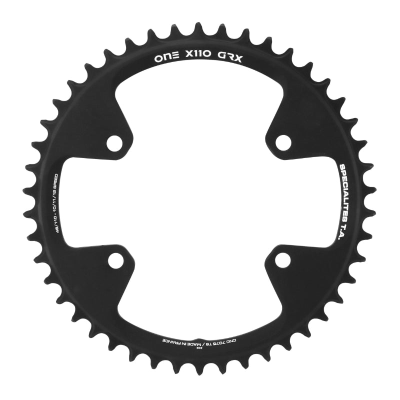 Plateau Gravel 4 branches Ã˜ 110 Pour Shimano Grx Mono Ta X110 One 46 dents Compatible Rx600-Rx810 Noir 10-11V.