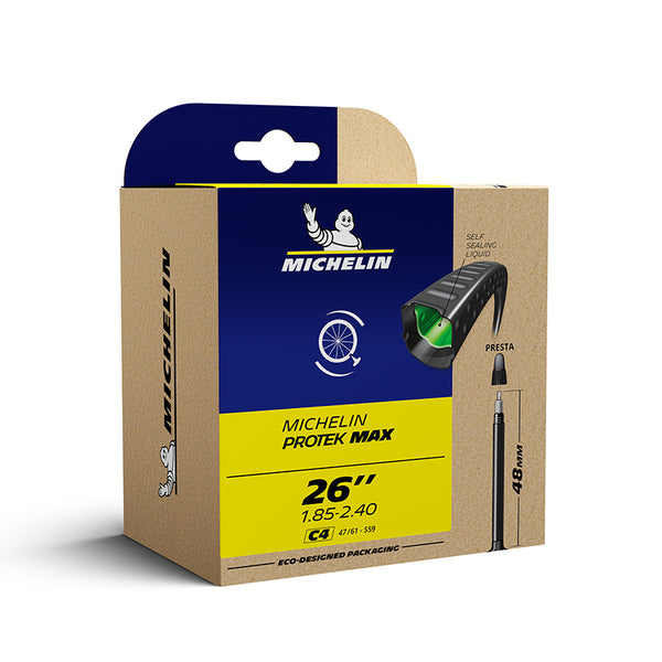Chambre A Air Vélo 26 X 1.85-2.30 Michelin Protek Max C4 Valve Presta 40 mm Avec Liquide Anti-Crevaison (Offre Spéciale)