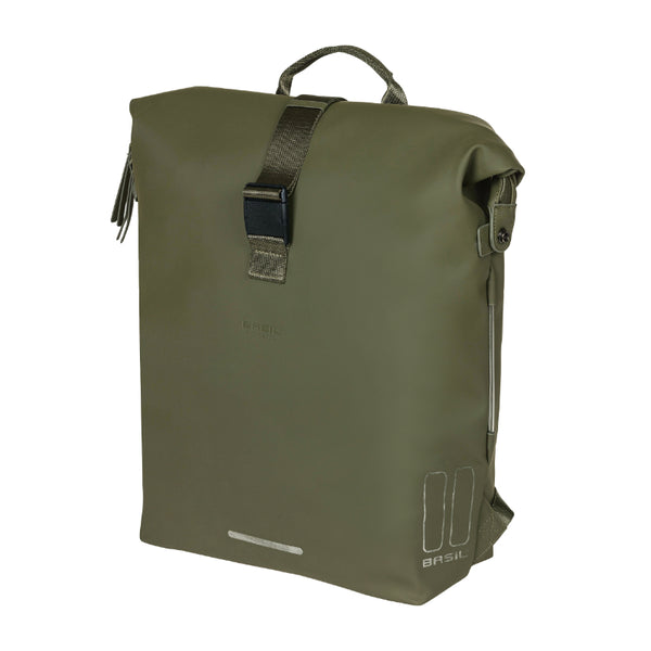 Sacoche Arrière Sac A Dos Vélo Laterale Basil Soho 17L Vert Foret Fixation Porte Bagage Crochet Hook (31X14X37 cm) Avec 