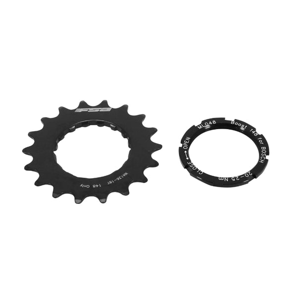 Pignon Compatible Bosch 18 dents (Avec Deport-Epaulement 2,5 mm) Fsa Noir Pour Chaîne 2.38 - Livre Avec Contre Écrou