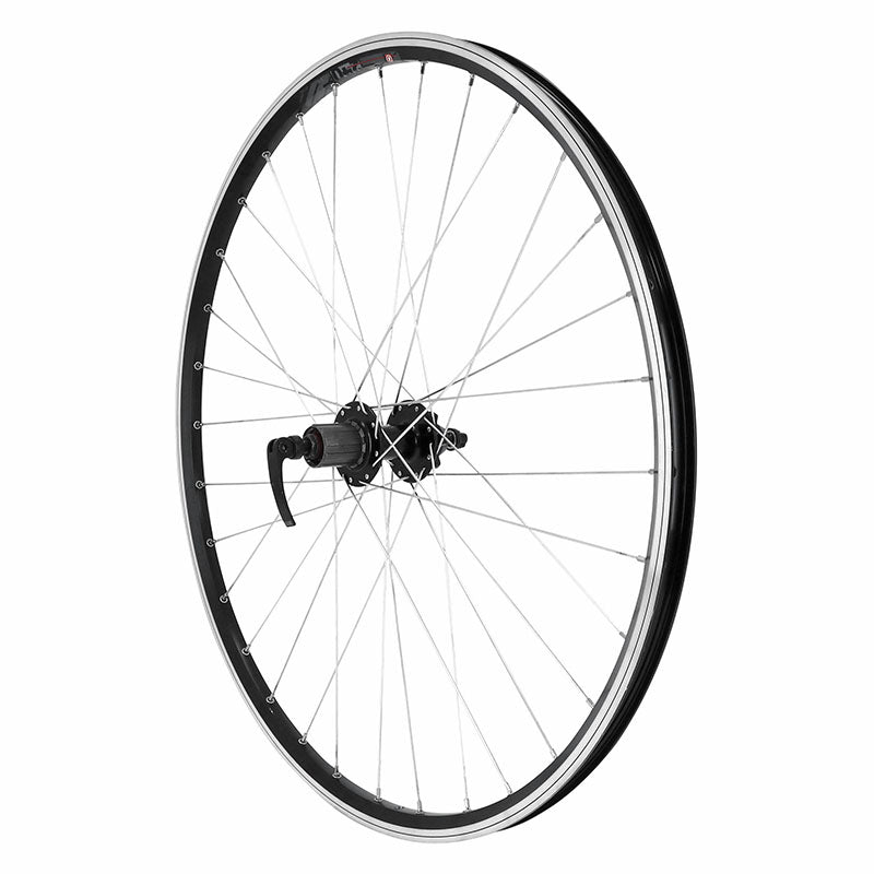 Roue VTC Disque - Patin Blocage 700 X 35 - 28" M260 Arrière Noir Moyeu Velox Cassette Type Shimano 11-10-9V 6 Trous Jant