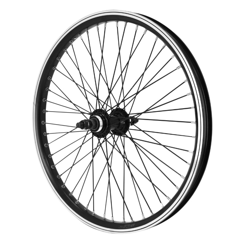 Roue BMX 20" Arrière Noir Moyeu Flip-Flop Alu Noir 48T. Axe Plein 3-8 Avec Écrous Jante 25C