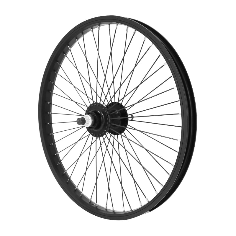 Roue BMX 20" Arrière Noir Moyeu Flip-Flop Alu Noir 48T. Axe Plein 14 mm Avec Écrous
