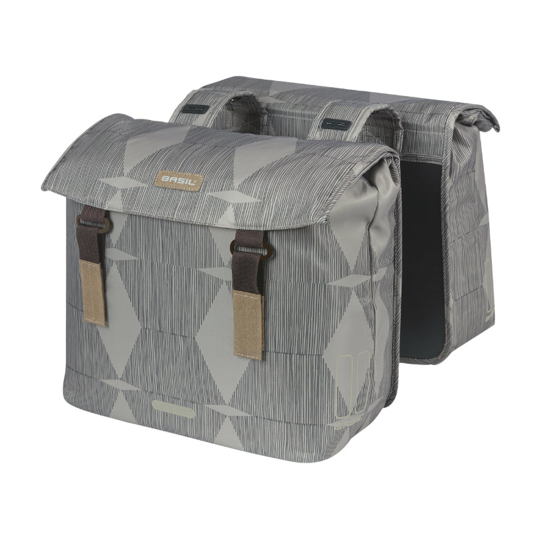 Sacoche Arrière Vélo Double Basil Elegance 40L Taupe Fixation Velcros Sur Porte Bagage (49X36X8 cm)
