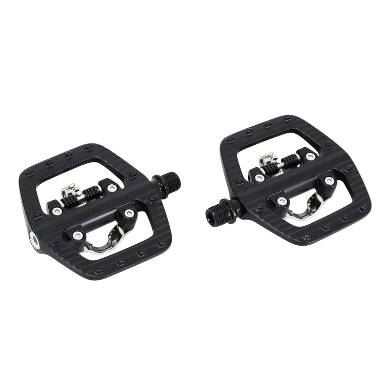 Pédale VTT Automatique Polyvalente Newton R63 Avec 1 Face Shimano-SPD A Roulement Noir Alu D9-16 Avec Cales (Paire) Type