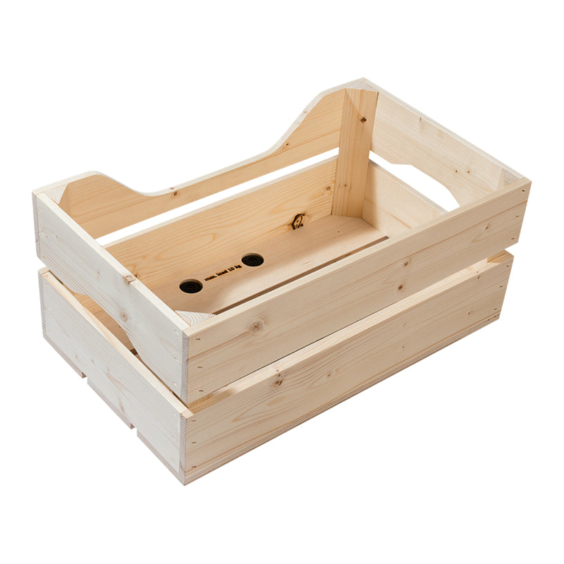 Caisse Arrière Bois Racktime Woodpacker 2.0 Avec Anse Sur Porte Bagage (49X24X29 cm) - Compatible VAE Et Systeme Racktim