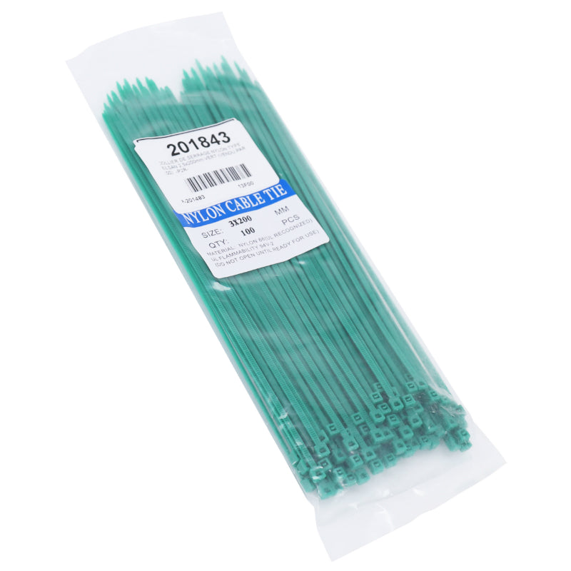 Collier De Serrage Nylon Type Rilsan 2,5X200 mm Vert (Vendu Par 100) -P2R-
