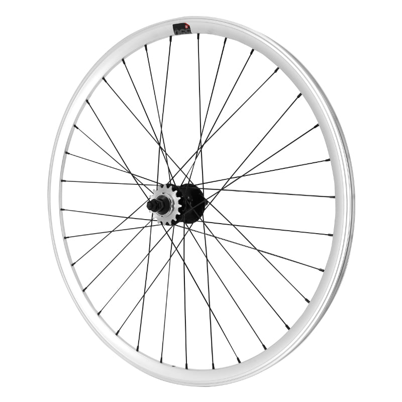 Roue Route - Fixie Patin P2R Argent Arrière Double Filetage Flip Flop Avec Pignon 16 dents Avec Écrous Jante 17C Profil 