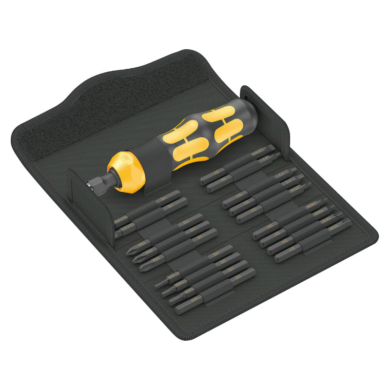 Tournevis A Frapper Wera 900 Kompakt Embouts-Lames Interchangeables Noir-Jaune (Set 19 Pieces) -Marque Allemande Pour Le