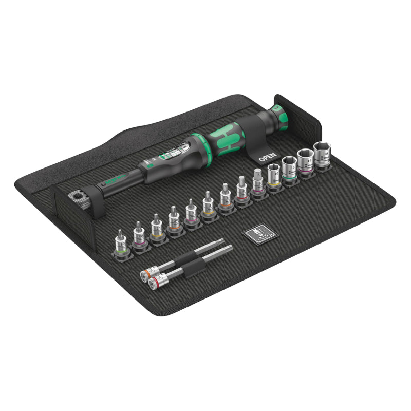 Clé Dynamometrique Wera Bicycle Torque A5 Carré 1-4 Serrage De 2,5 A 25 Nm Avec Douilles Et Embouts (Debrayable) Noir-Ve
