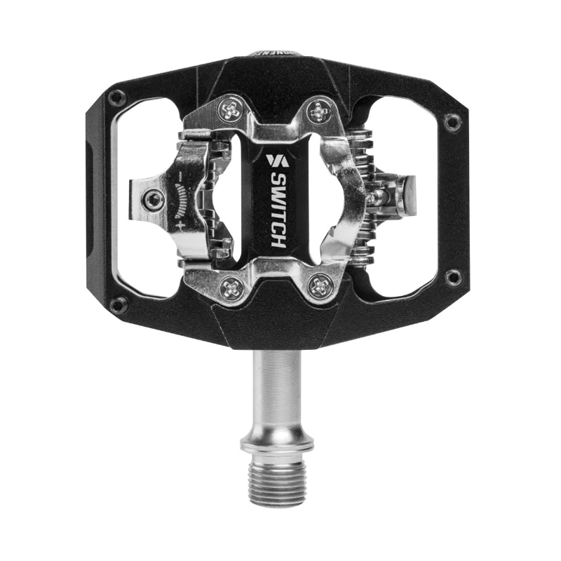 Pédale Gravel - VTT Plate Switch Automatique Alu Cnc Noir 85 X 70 mm (Compatible Shimano SPD) (Paire)