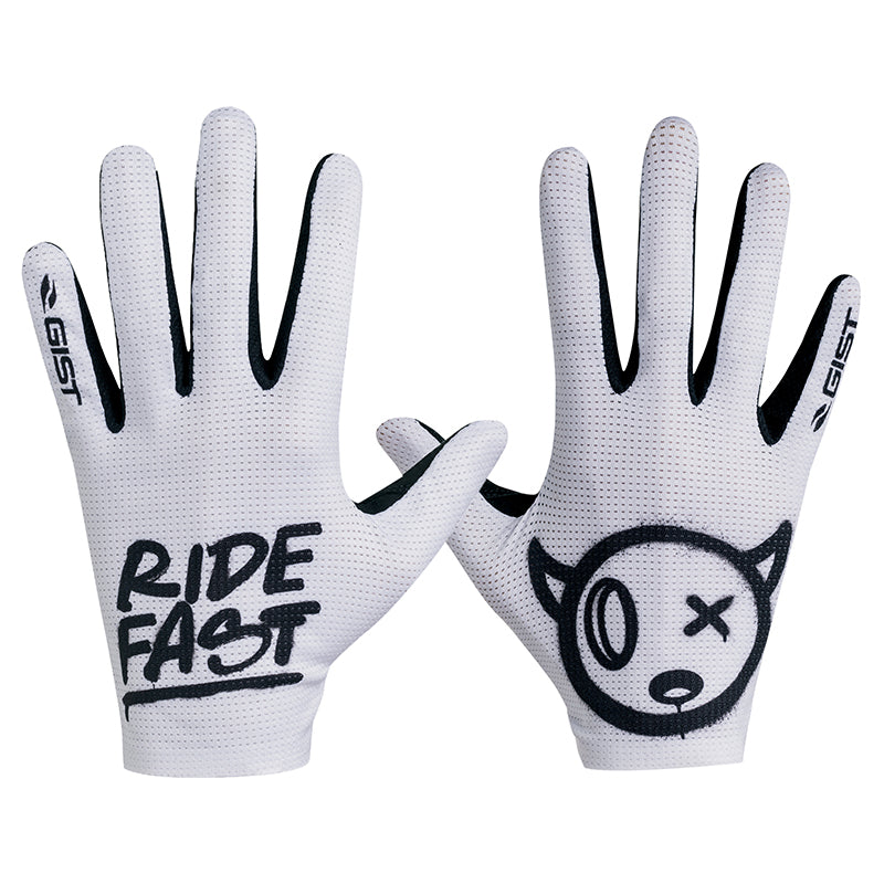 Gants Vélo VTT Long Gist Faster Ride Fast Blanc XL (Paire Sur Carte) Sans Velcro Compatible Ecran Tactile