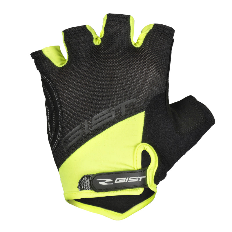 Gants Vélo Court Gist D-Grip Gel Été Jaune Fluo M (Paire Sur Carte) Avec Velcro