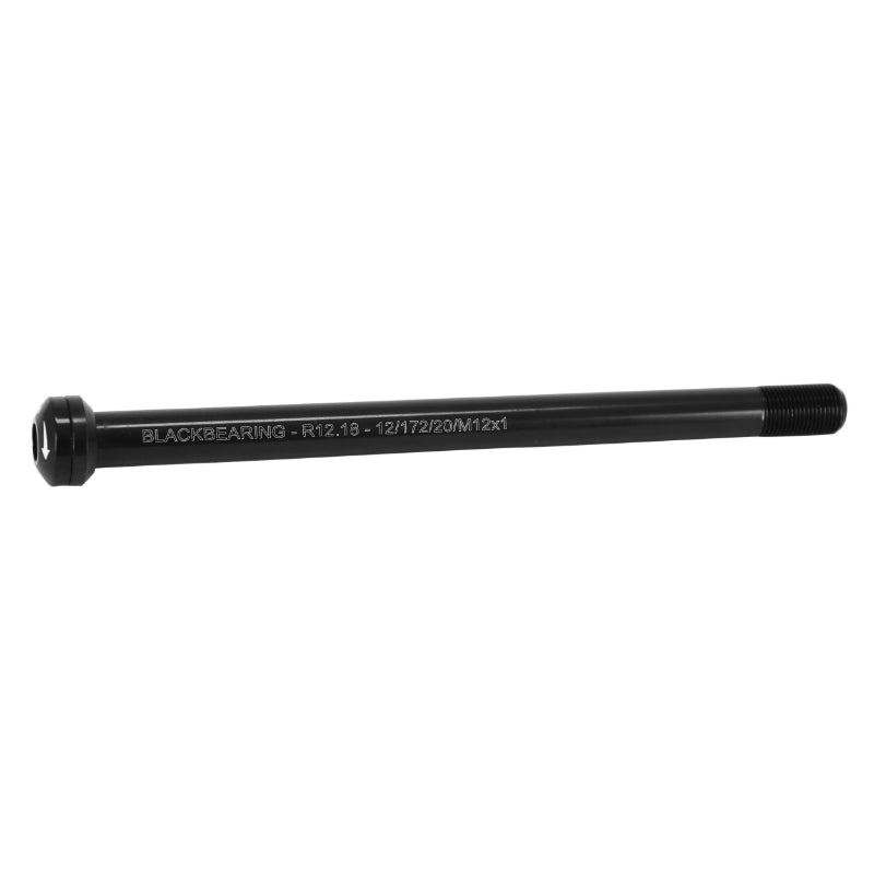 Axe Traversant - Blocage Roue Arrière Blackbearing Filetage M12 X 1.0 mm Noir (172 mm Hors Butee Dont Filetage 20 mm)