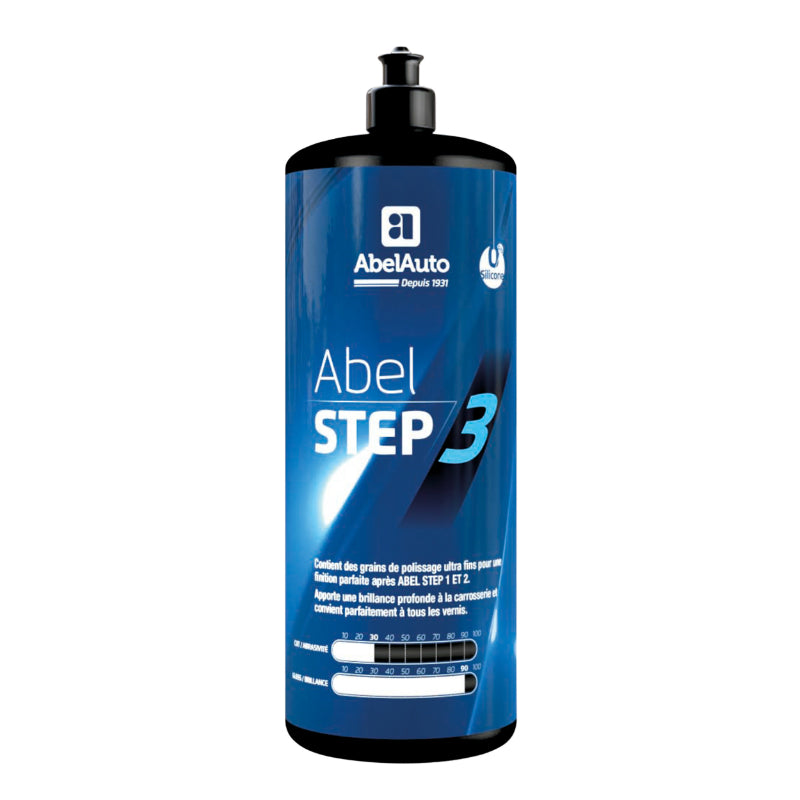 Polish Carrosserie Abel Auto Step 3 1L Abrasivite 30, Brillance 90 (Marque Francaise) -Gamme Professionnelle-
