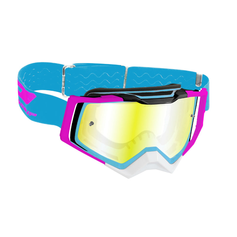 Masque-Lunettes Cross Progrip 3309 Fl Rapid Multilayered Bleu Clair-Fuchsia-Noir Ecran Miroir Jaune Anti-Rayures-Anti U.
