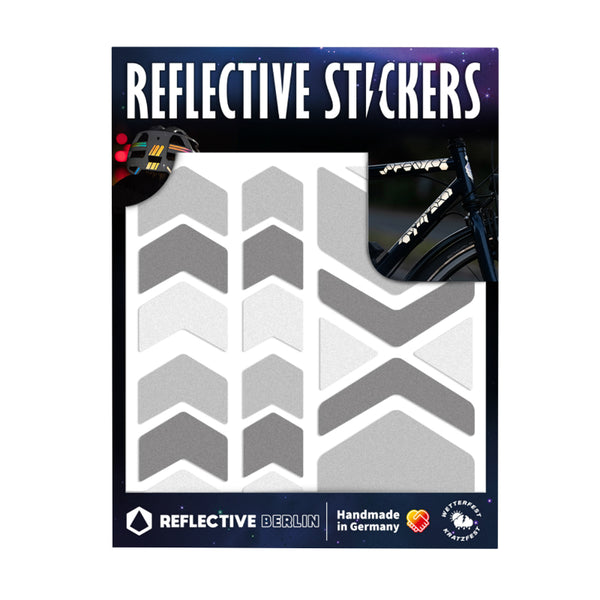 Autocollant-Sticker Reflechissant Pour Vélo, Casque Modele Fleche-Chevron Gris (Planche) -Reflective Berlin-