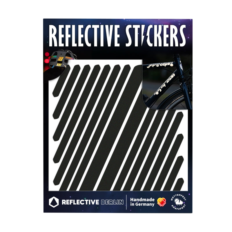 Autocollant-Sticker Reflechissant Pour Vélo, Casque Modele Bandes Universelles Noir (Planche) -Reflective Berlin-