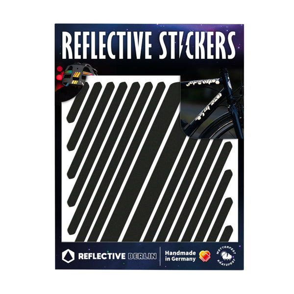 Autocollant-Sticker Reflechissant Pour Vélo, Casque Modele Bandes Universelles Noir (Planche) -Reflective Berlin-