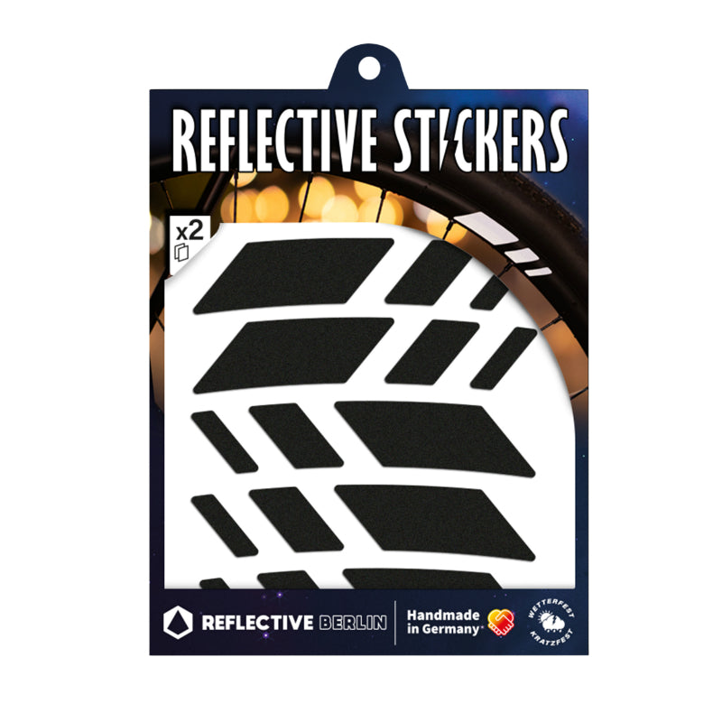 Autocollant-Sticker Reflechissant Pour Roue De Vélo Hauteur 20 mm Modele Racer Noir (Planche) -Reflective Berlin-
