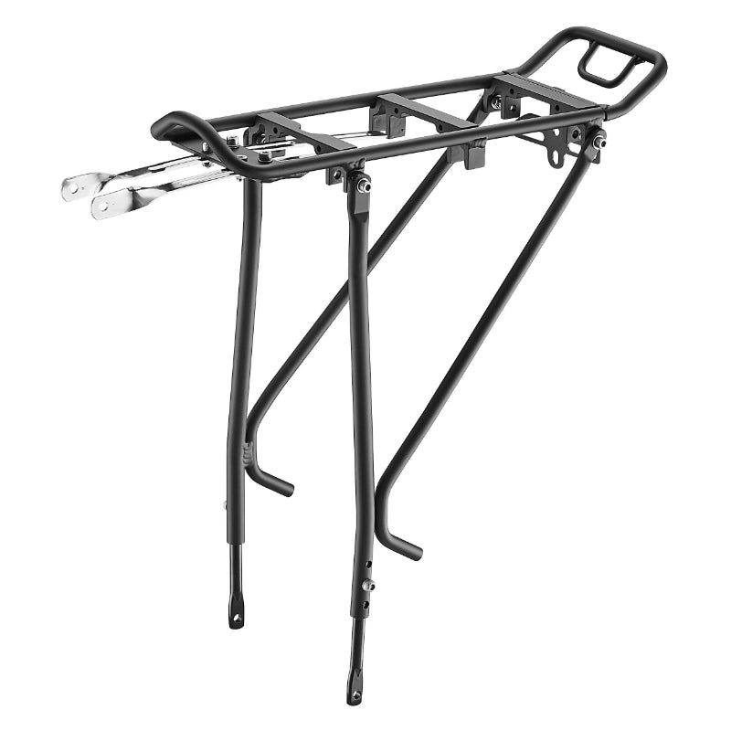Porte Bagage Vélo Arrière A Tringles Ibera Touring Alu Noir Réglable 26" Ã€ 29" Pour V-Brake Et Frein Disque Compatible 
