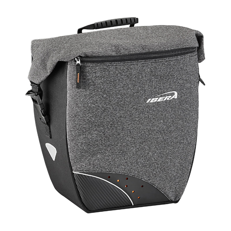 Sacoche Arrière Vélo Laterale Ibera Pro Grise 30L Fixation Systeme Pakrak Side (32X16X34 cm) - Compatible Avec Porte Bag