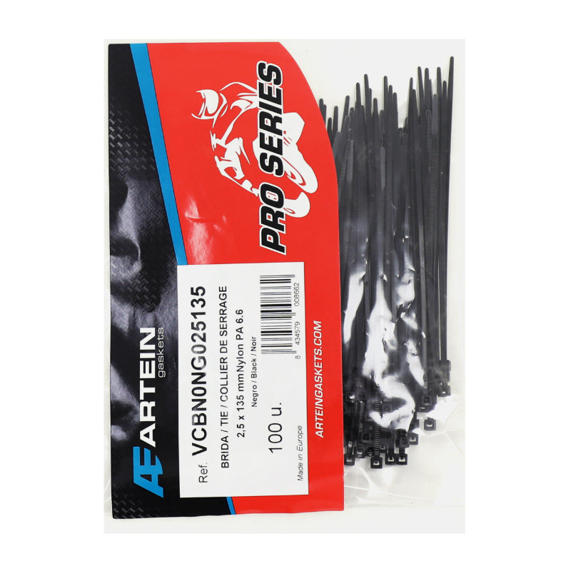 Collier De Serrage Nylon Type Rilsan Artein 2,5X135 mm Noir (Vendu Par 100) -Pro Series-